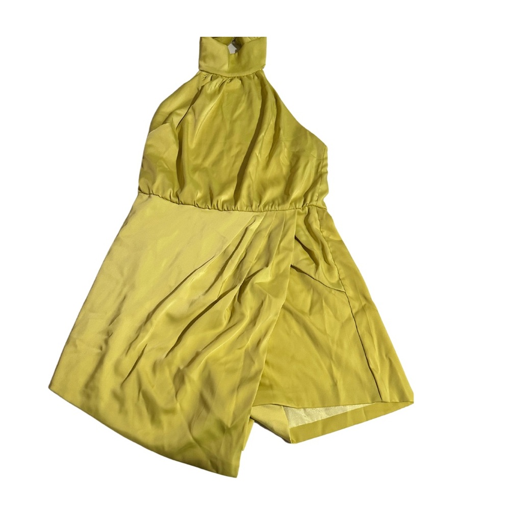 Fashion Nova Yellow Backless Romper